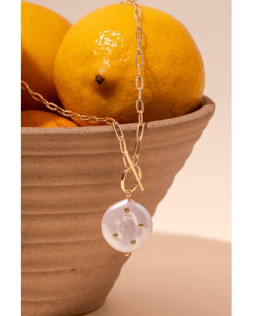 Zynnia Collective Metallic Studded Pearl Necklace
