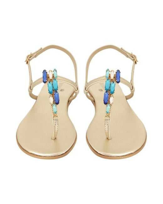 DAMAPREZIOSA Metallic Selene Sapphire Jewel Sandal