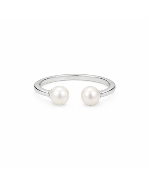 Pearl Code White Ivory Double Pearl Cocktail Ring