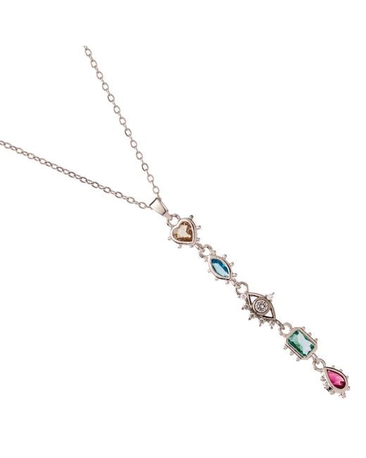 Ebru Jewelry Metallic Mystic Guardian Heart & Evil Eye Y-Drop Necklace
