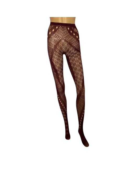 HIGH HEEL JUNGLE by KATHRYN EISMAN Purple Winona Fishnet Tights Burgundy