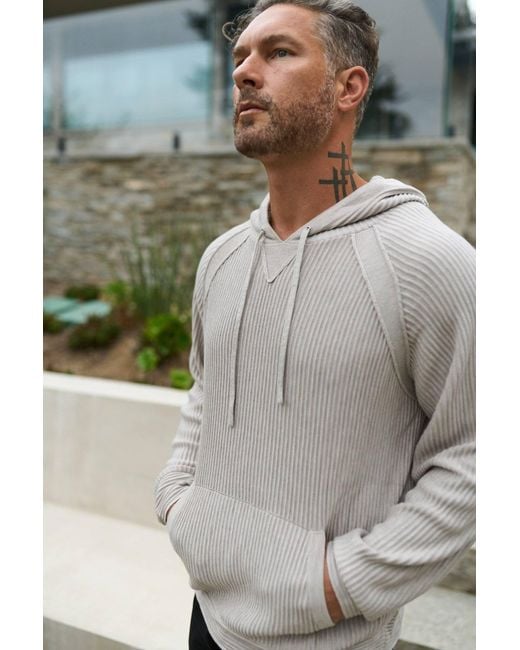 Weston Jon Boucher White Dune Ottoman Knit Luxury Hoodie With Silk & Wool for men