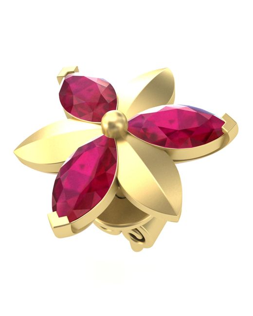 Artisan Pink 14K Marquise Cut Ruby Stud Earrings