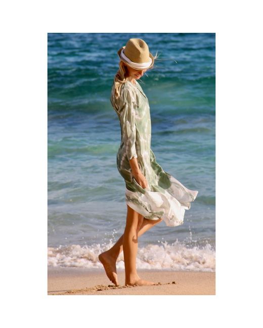 Antra Designs Green The Pheme Silk Kaftan Sea