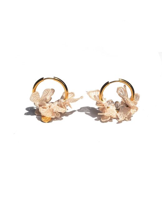 Nana Watanabe Metallic Swell Wave-Inspired Embroidered Earrings