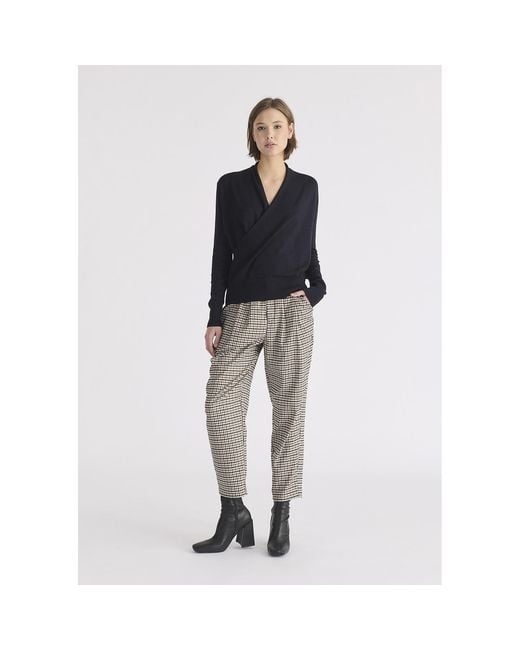 Paisie Blue Long Sleeve Knitted Wrap Top