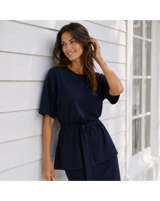 Bel Cashmere Blue Elena Top With Belt