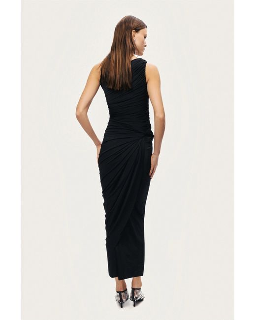 Nocturne Black Draped Sleeveless Maxi Dress