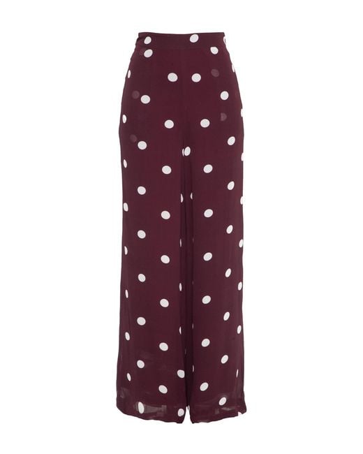 Rose & Nancy Purple Saphi Burgundy Polka Dot Wide Leg Trouser