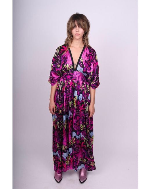 Any Old Iron Purple Return Of The Panther Printed Kaftan Maxi Dress