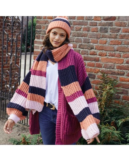 Cara & The Sky Multicolor Leia Stripe Oversized Chunky Scarf