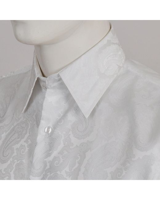 DAVID WEJ White Kensington Paisley Jacquard Shirt for men