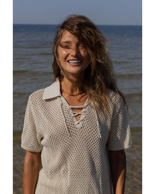 SALANIDA Natural Neutrals Coco Polo Lace Shirt Cream