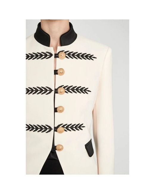 The Extreme Collection White Neutrals Ivory Military Blazer With Embroidery Renata 01