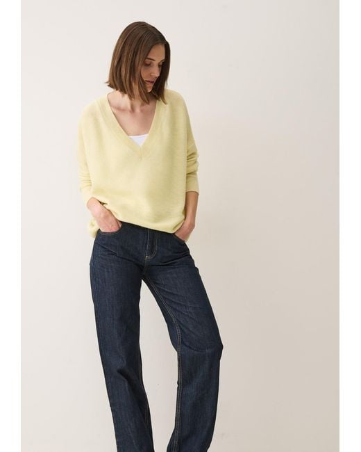 Loop Cashmere Yellow Relaxed Lofty V-Neck Sweater
