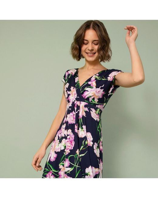 Alie Street London Blue Sophia Maxi Dress Petite Midnight Blossom