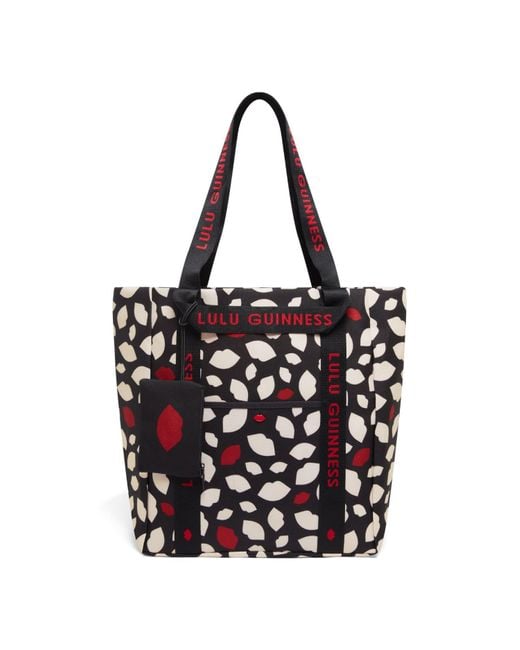 Lulu Guinness Black Multi Flurry Of Kisses Tote Bag