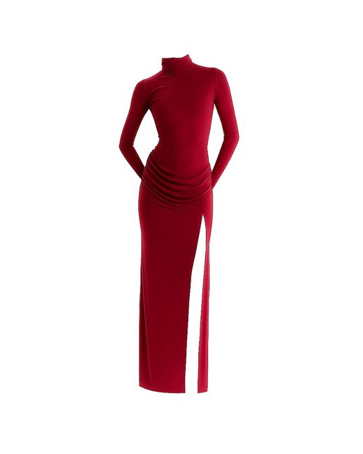 Maison De Gala Red Lena Midi Burgundy Dress