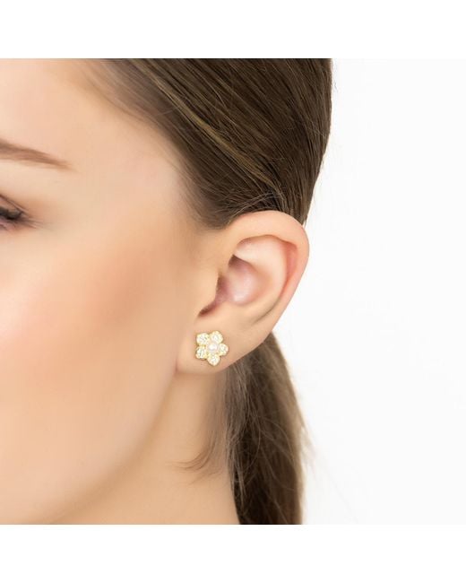Latelita London Metallic Forget Me Not Pearl Stud Earrings