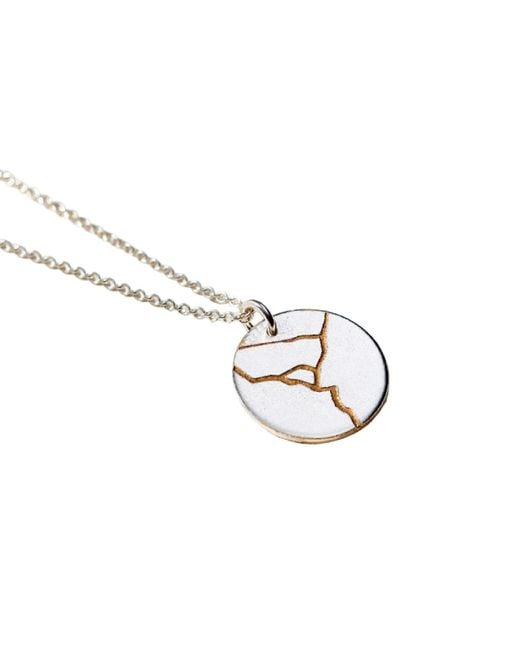 Posh Totty Designs Metallic Sterling Silver Kintsugi Disc Necklace