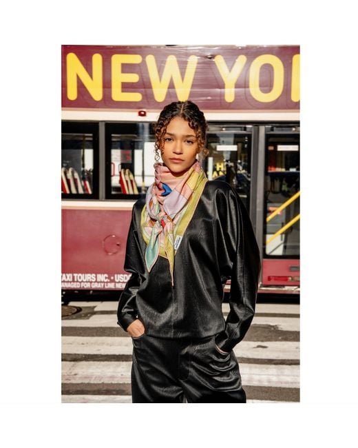 Jessie Zhao New York Pink Neutrals Double Sided Wool Silk Triangle Of Color Recombination