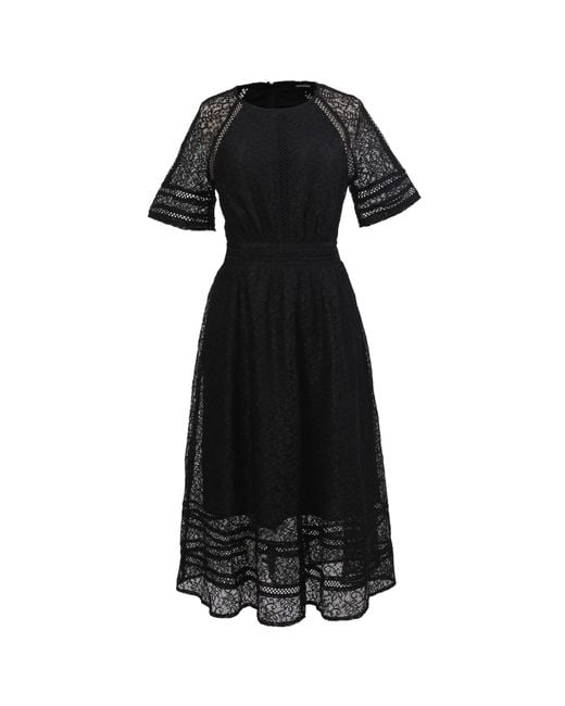 Smart and Joy Black All-Lace Flared Dress And Trims