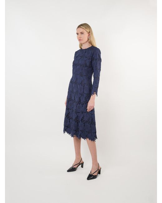John Abgin Blue Floral Lace Midi Dress