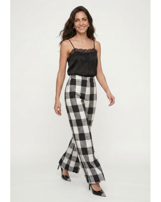 Lily and Lionel Gray Zena Flared Check Trouser