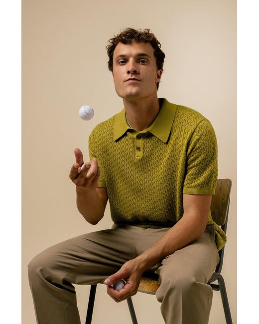 FELLA SWIM Yellow Lionel Chartreuse Knitted Polo for men