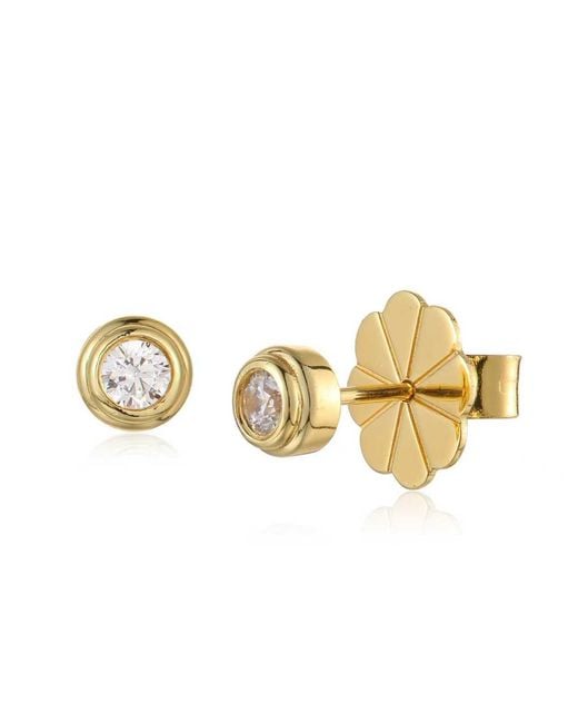 Lioness by Tf Metallic Round Whisper Studs Vermeil, Moissanite