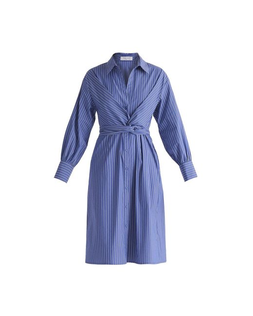 Paisie Blue Striped Shirt Dress With Waist Tie