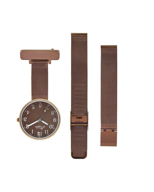 Bermuda Watch Company Brown Annie Apple Empress Interchangeable Mesh Wrist To Nurse Watch