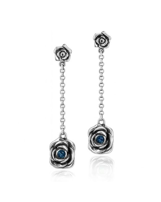 Unaloe White Rocks Sterling Rose Drop Earrings With Sapphire Stone – Earrings For – Jewelry For