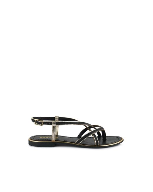Rag & Co Black Pheobe Strappy Flat Sandals