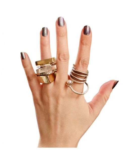 Aki Roc Jewelry Metallic Triangle Balance Ring 6Mm