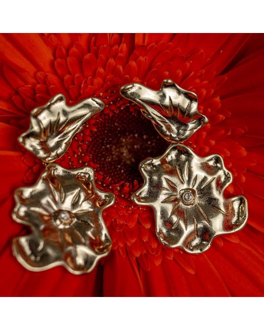Rare Matters Jewelry Metallic Golden Flora Statement Earrings