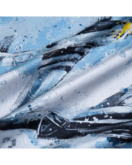 Otway & Orford Blue 'American Patrol' Fighter Aircraft Silk Pocket Square. Full-Size for men