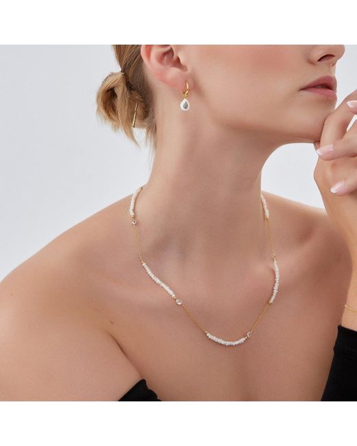 Spero London Metallic Baroque Irregular Pearl Jewelled Sterling Chain Necklace