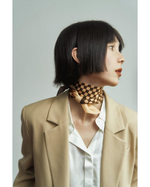 Lost Pattern Metallic Checkerboard Twilly Scarf