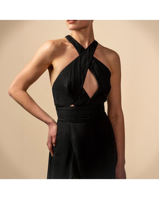 Anse Victorin Black Tiara Silk Dress