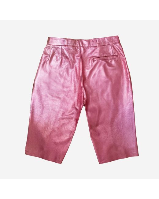 Absurde Red Metallic-Leather Shorts
