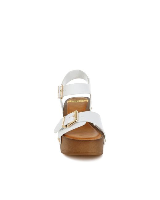 Rag & Co White Ompasa Genuine Leather Clog Sandals