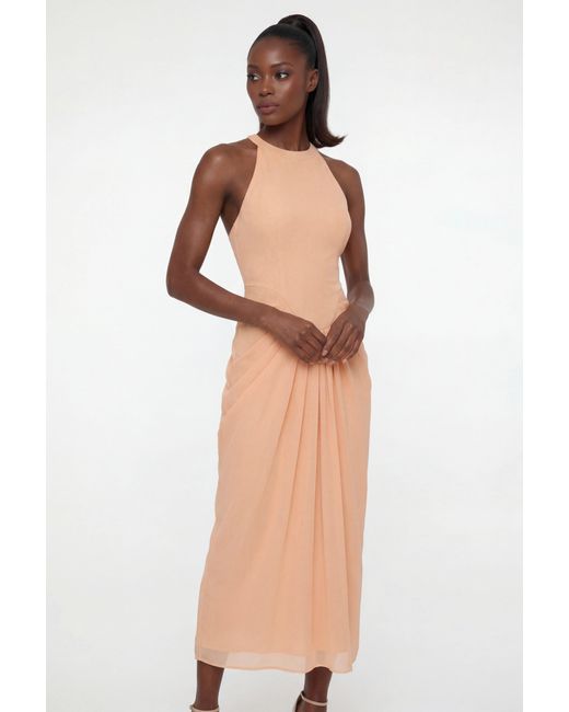 The Gt Atelier Orange Neutrals Peach Maxi Dress