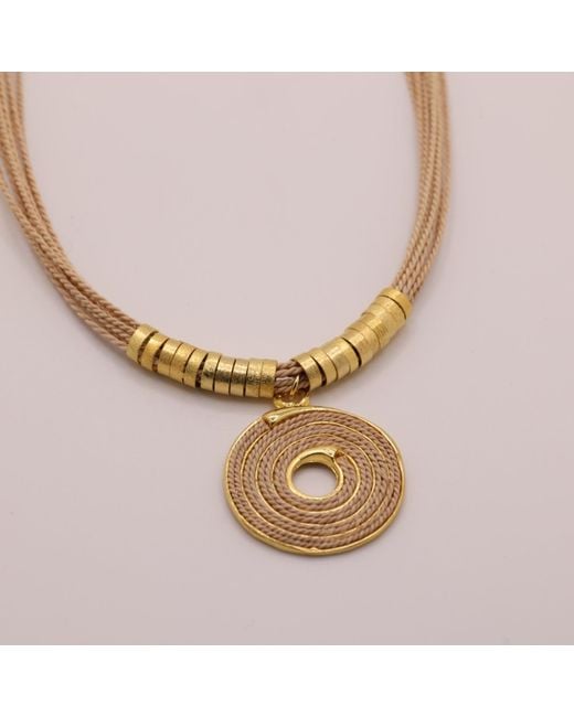 Nart Nature Making Art Metallic The Spiral Buriti Natural Fiber Necklace