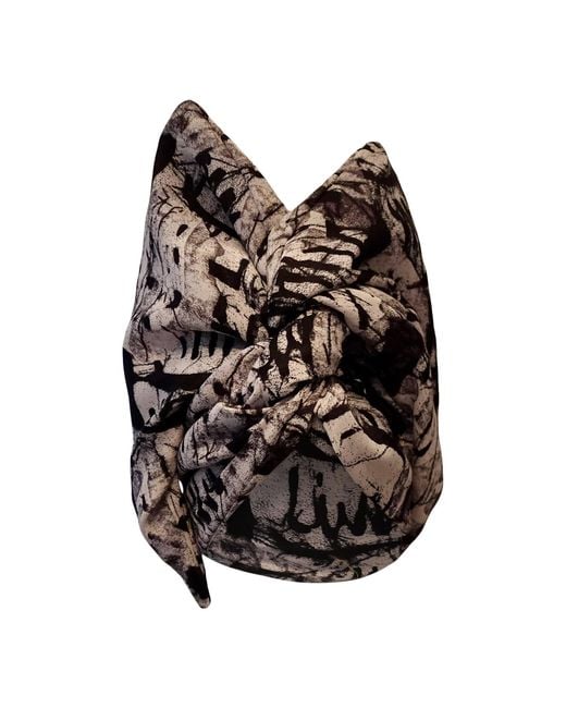 Romer Millinery Black Twisturban Turban & Abstract Print Fluted Edge