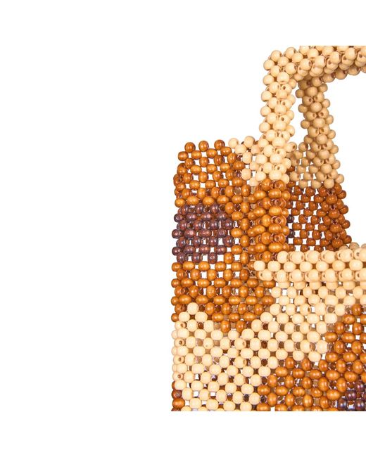 Tillie Beads Metallic Daisy Square Handle Tote Bead Bag