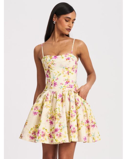 Miss Circle New York Multicolor Valda & Print Linen Mini Dress With Pockets