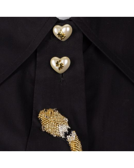 Laines London Black Laines Couture Hand Embellished & Snake Tie Shirt