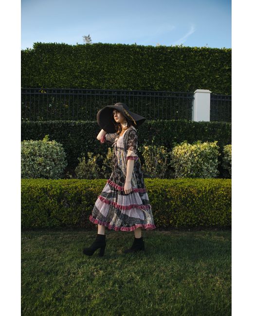 Jennafer Grace Black Hana Heather Velvet Ruffle Maxi Dress