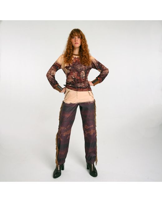 Lalipop Design Brown Autumn Leaves And Trees Pattern Crew Neck Jumper